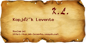 Kopják Levente névjegykártya